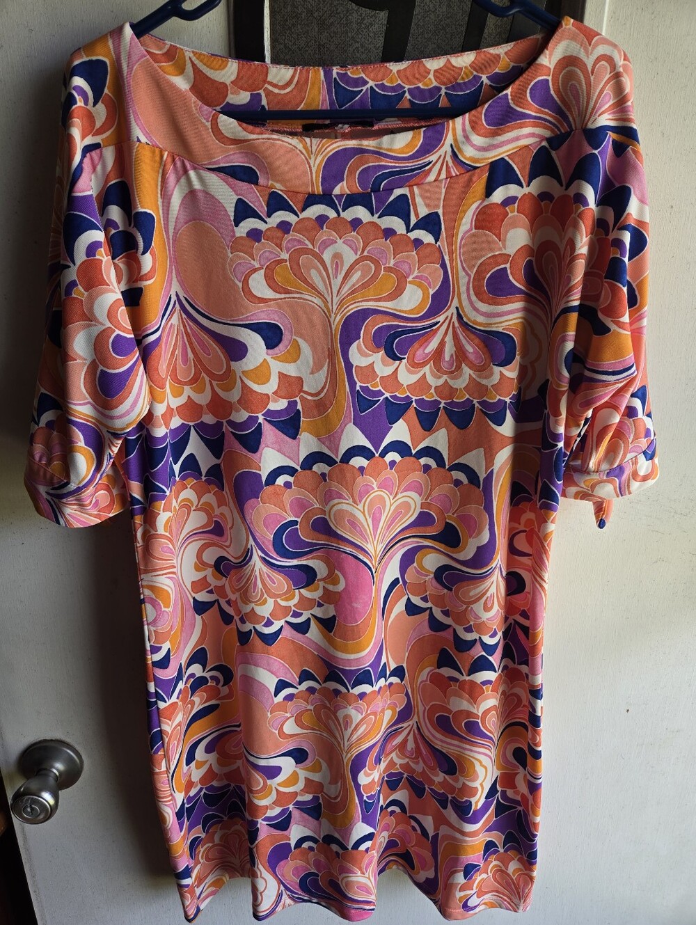 Trina Turk Pink, Purple & Orange Retro-Print Tunic Dress